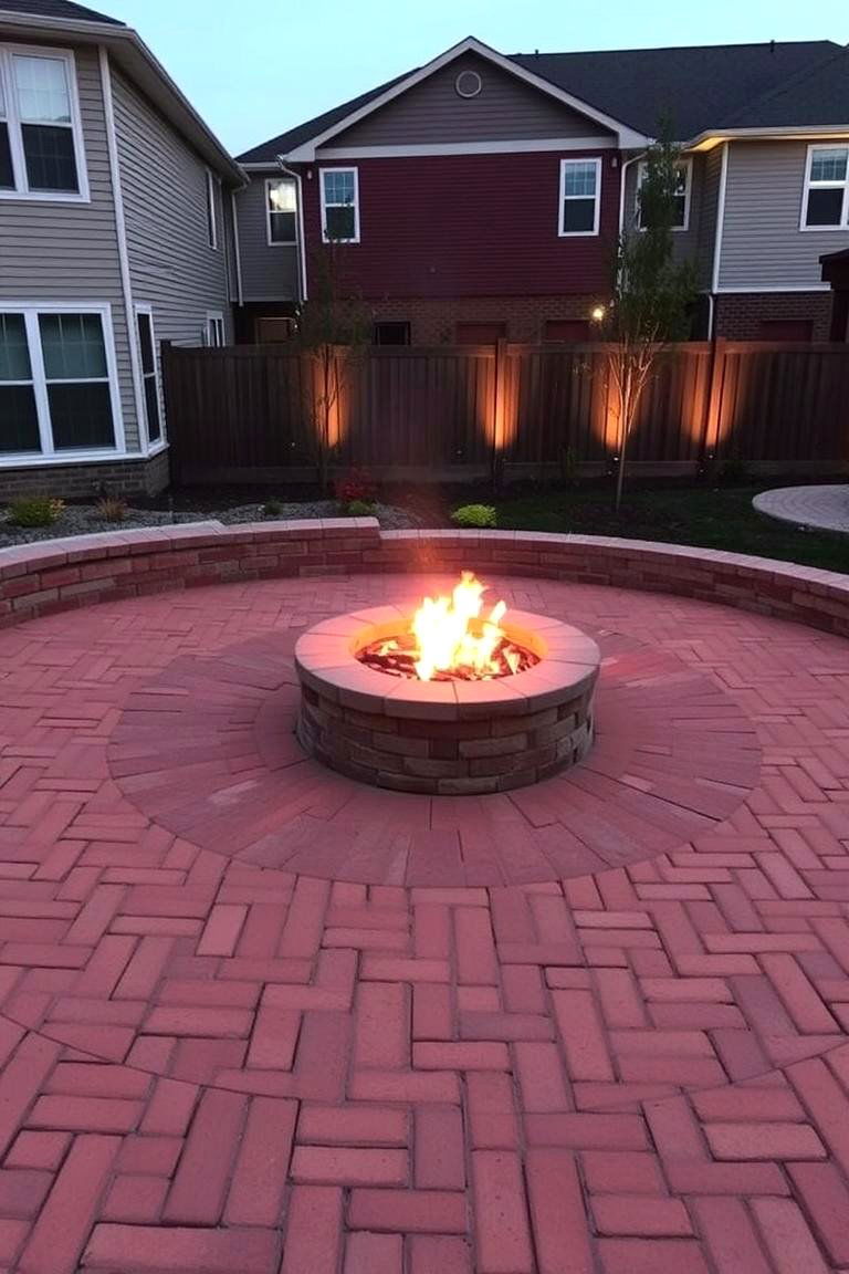Timeless Red Paver Fire Pit Surround - 24 Red Paver Patio Ideas