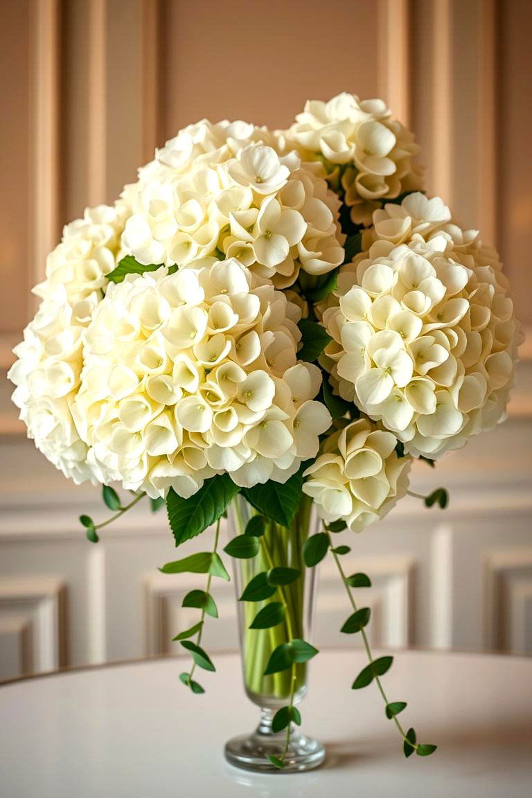 Timeless Romantic Hydrangea Arrangement - 24 Hydrangea Centerpiece Ideas