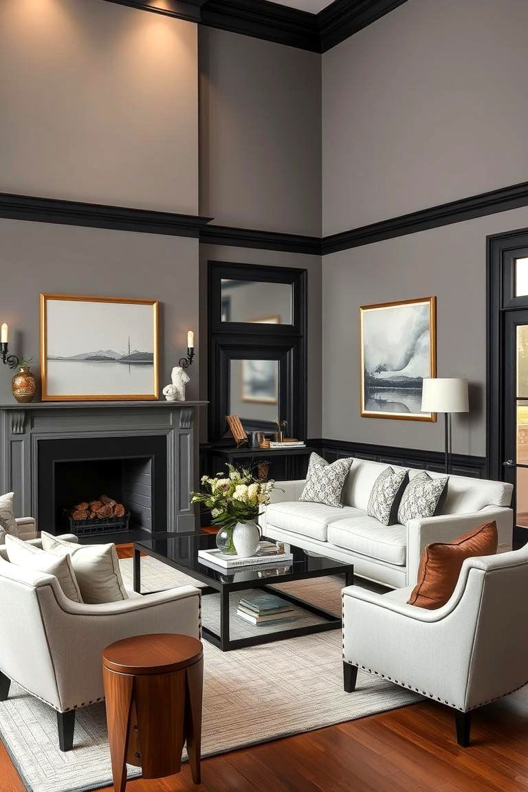 Timeless Sophistication - 24 Living Room With Grey Walls and Black Trim
