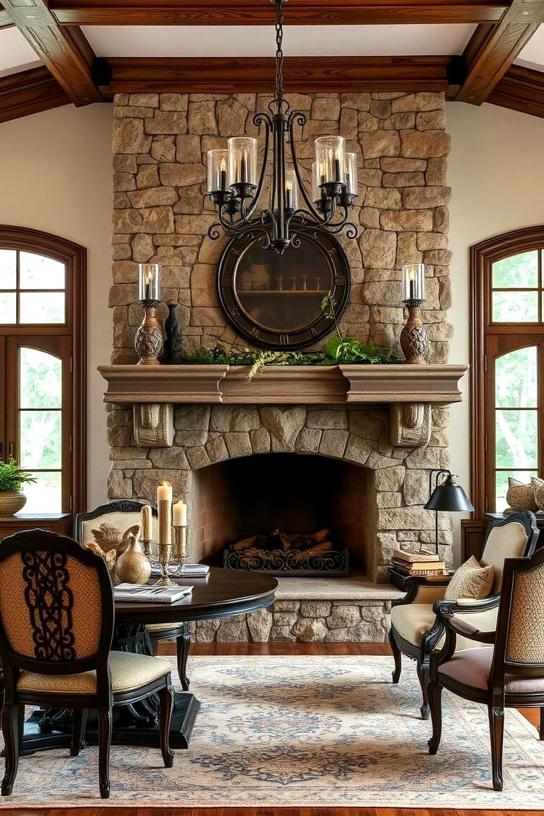 Timeless Stone Fireplace Design - 24 Dining Room With Fireplace