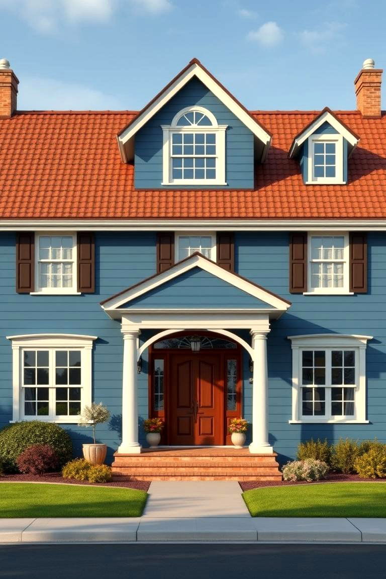 Timeless Traditional Design - 24 blue exterior home with a brown roof ideas