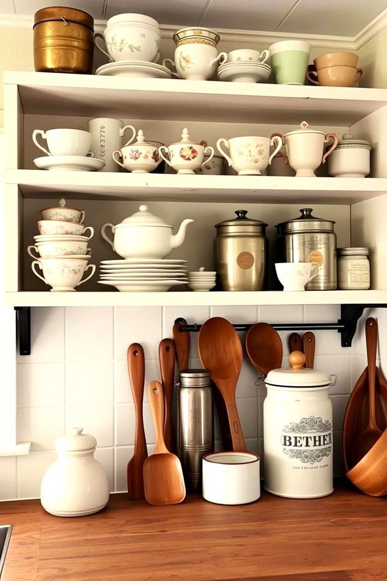 Timeless Treasures Displaying Unique Vintage Finds - 24 Open Shelving Kitchen Ideas