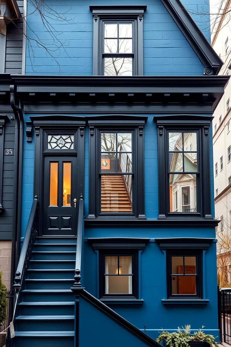 Timeless Urban Sophistication - 24 Blue House With Black Trim Ideas