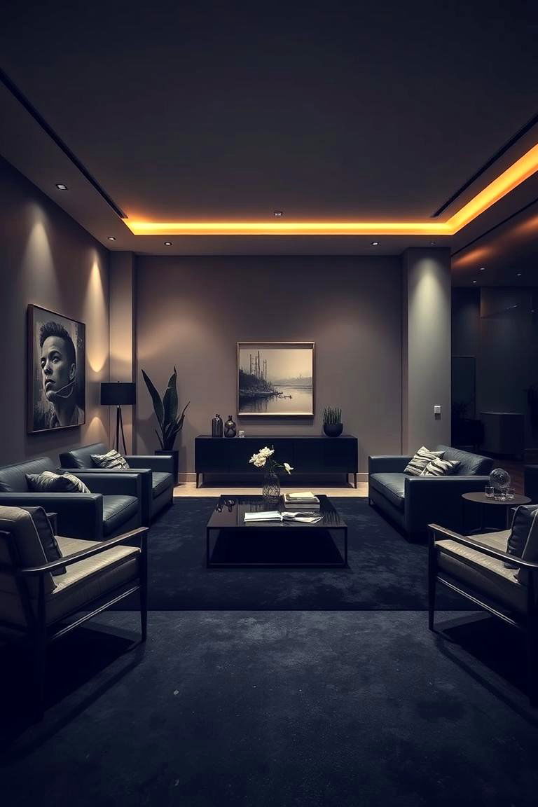 Timeless Urban Sophistication - 24 Black Carpet Living Room Ideas