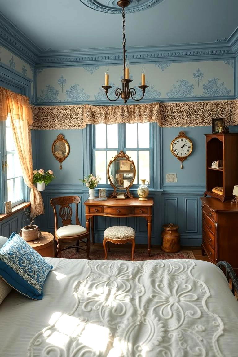 Timeless Vintage Charm - 24 blue and beige bedroom ideas