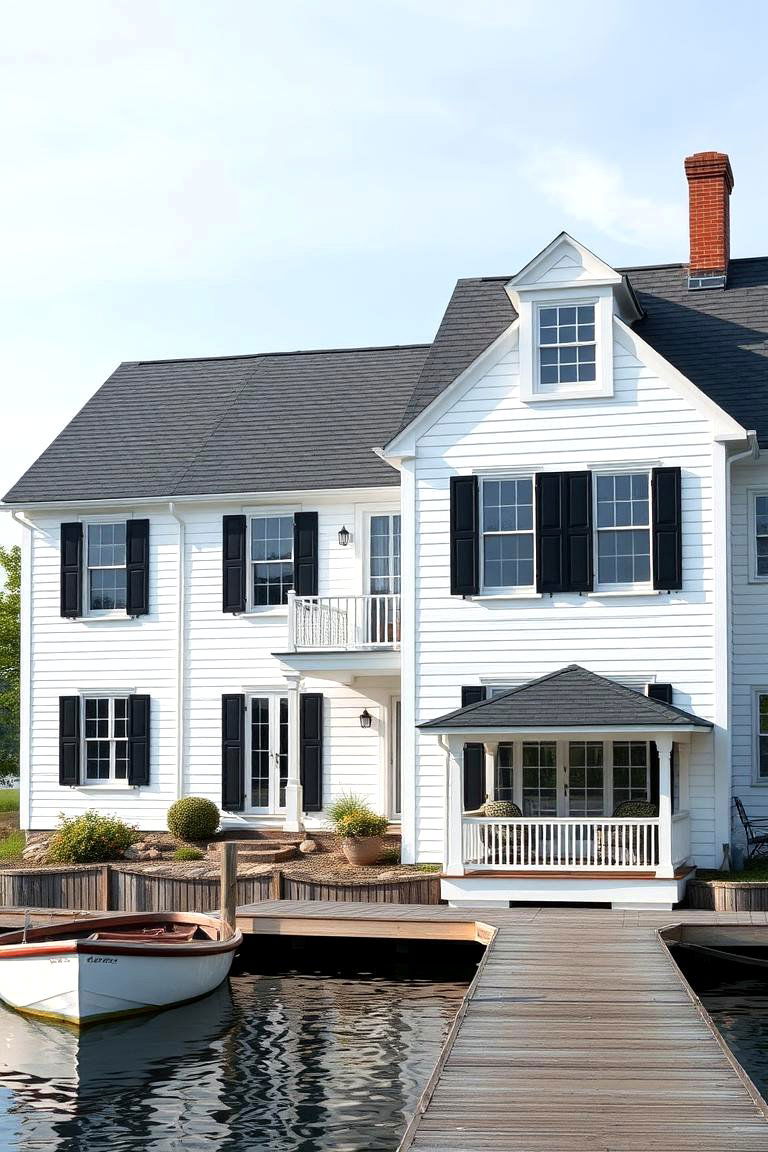Timeless White - 24 Lake House Exterior Colors Ideas