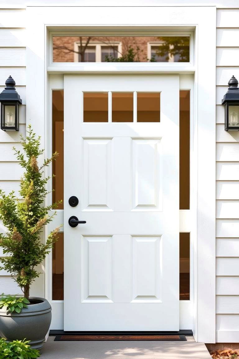 Timeless White Door - 24 Farmhouse Front Door Ideas