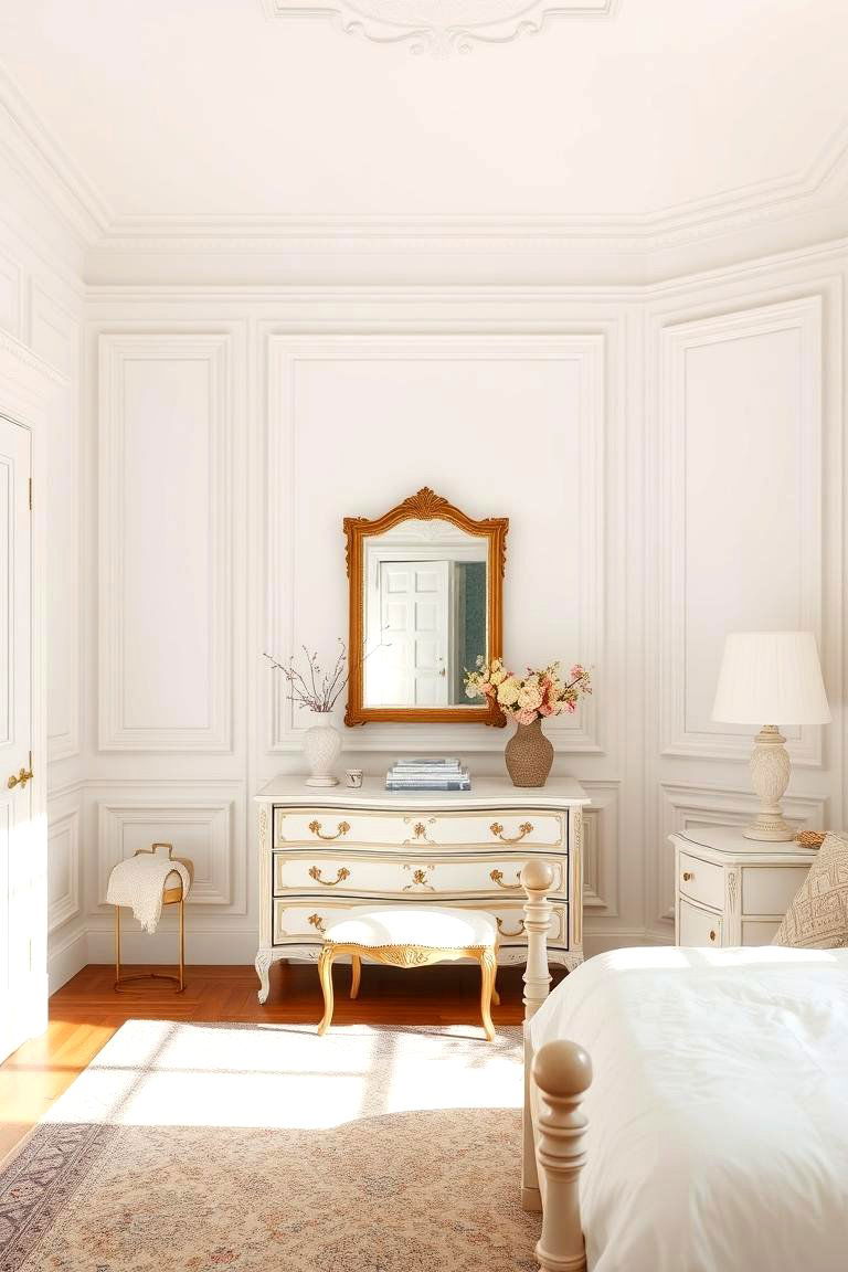 Timeless White with Classic Details - 24 White Bedroom Ideas