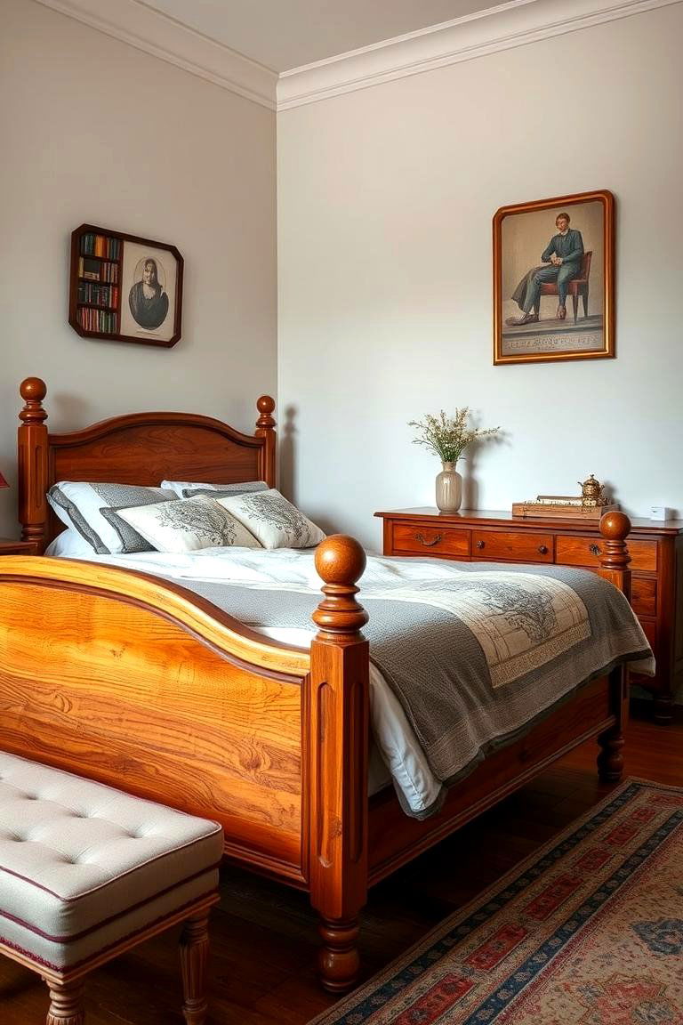 Timeless Wooden Bed Frame - 24 Vintage Bedroom Ideas