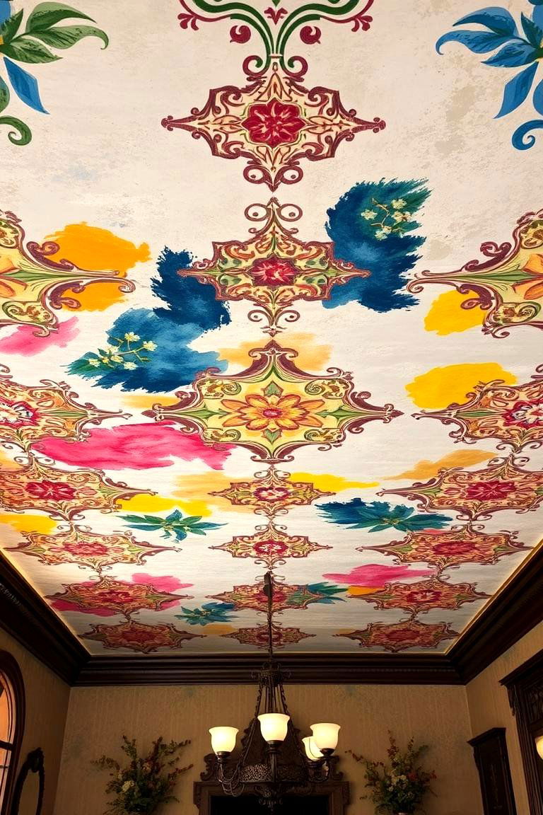 Tin Ceiling with Hand Painted Patterns - 24 Tin Ceiling