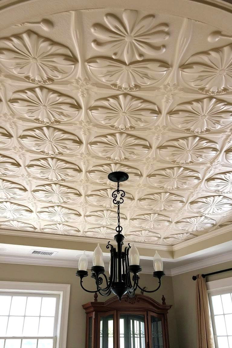 Tin Tile Ceiling - 24 Rustic Ceiling Ideas