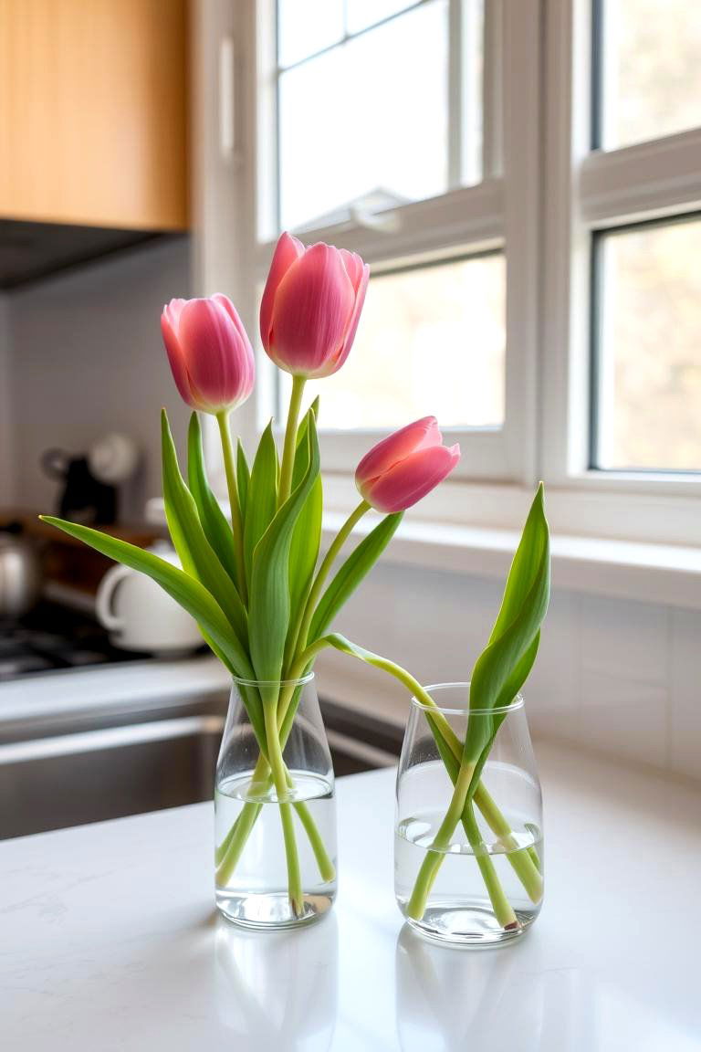 To Wrap Things Up Consider a Small Vase with Fresh Flowers - 24 Kitchen Counter Decor Ideas