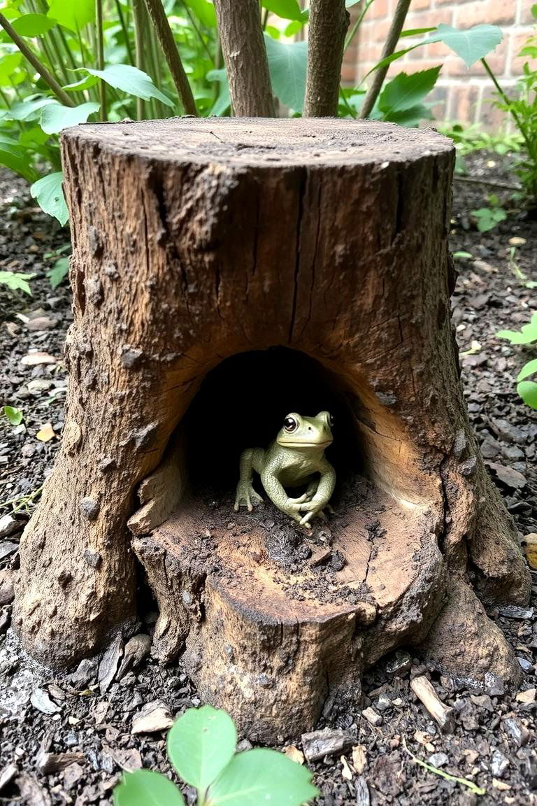 Toad House Haven - 24 Tree Stump Decorating Ideas
