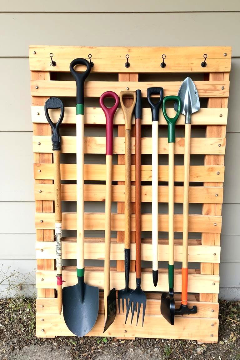 Tool Storage Rack - 24 Pallet Garden Ideas