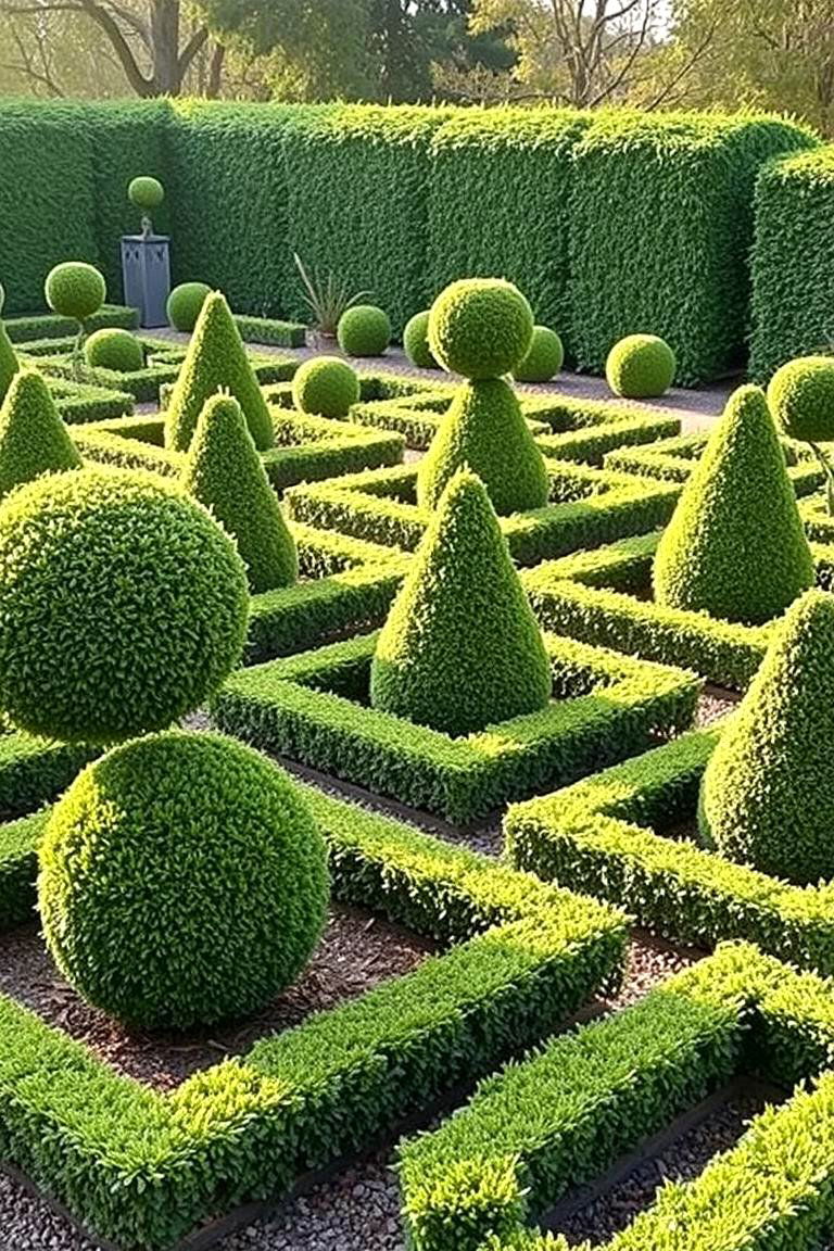 Topiary Accents in Parterres - 24 Parterre Garden Ideas