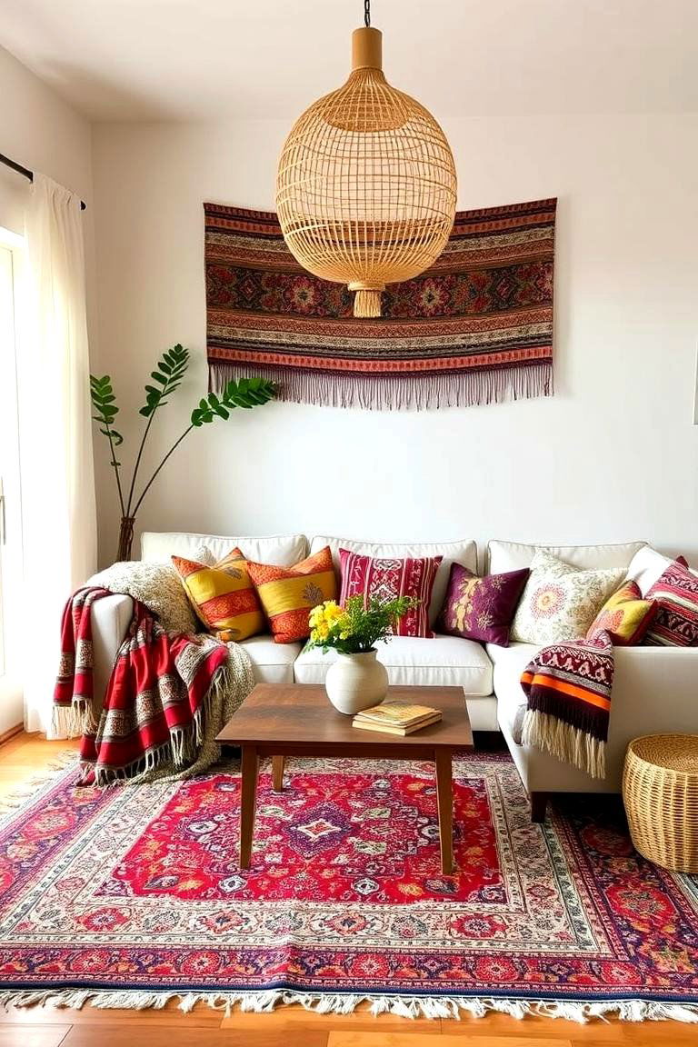 Touch of Bohemian Flair - 24 Cream Living Room Ideas