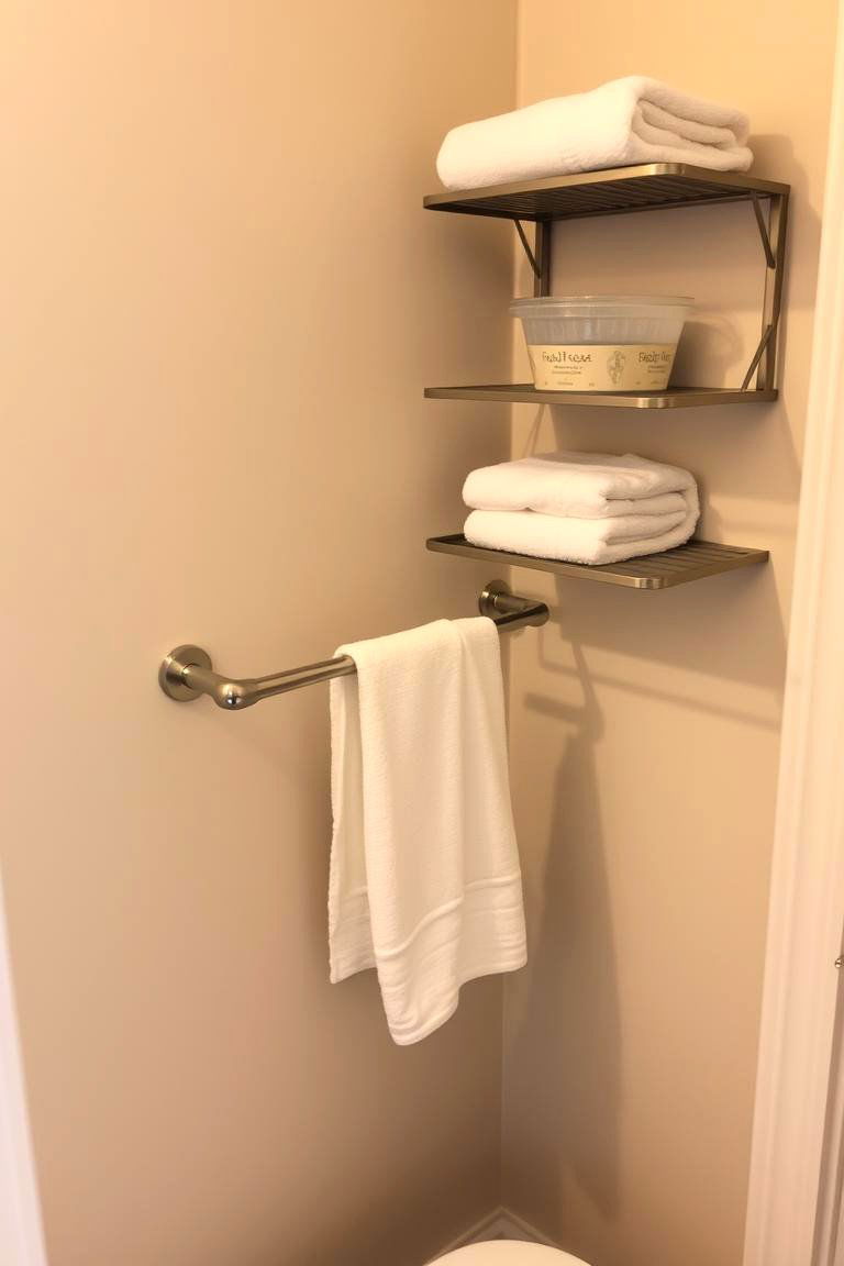 Towel Bar with Shelf - 24 Over Toilet Storage Ideas