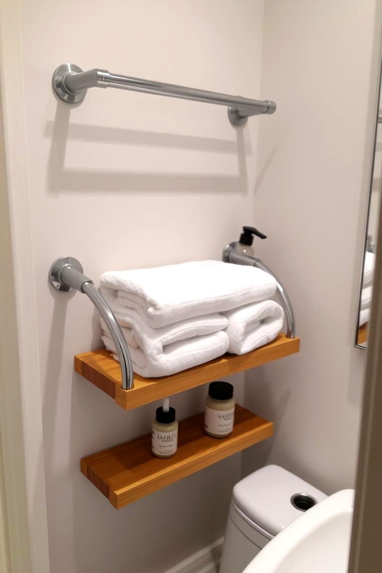 Towel Bars with Integrated Shelves - 24 Small Bathroom Shelving Ideas