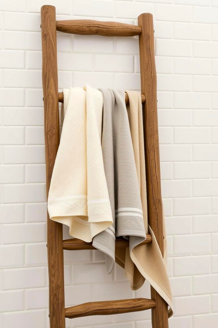 Towel Ladder Rustic Chic - 24 Towel Display Ideas