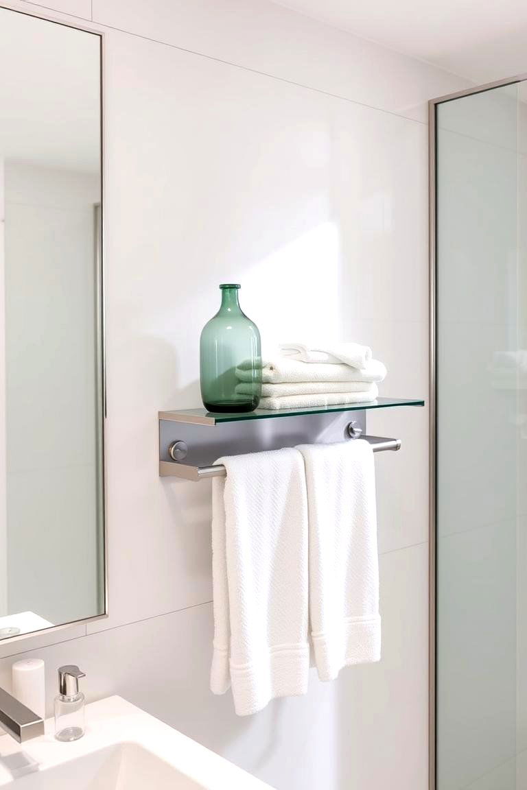 Towel Racks with Shelves - 24 Small Bathroom Storage Ideas
