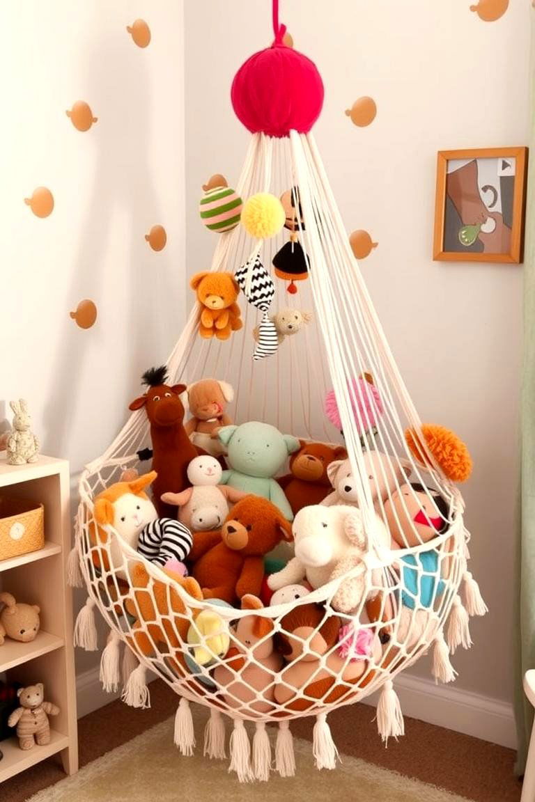 Toy Hammocks or Nets for Soft Toys - 24 Playroom Storage Ideas