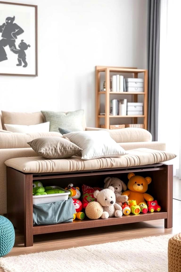 Toy Storage Bench - 24 Living Room Toy Storage Ideas