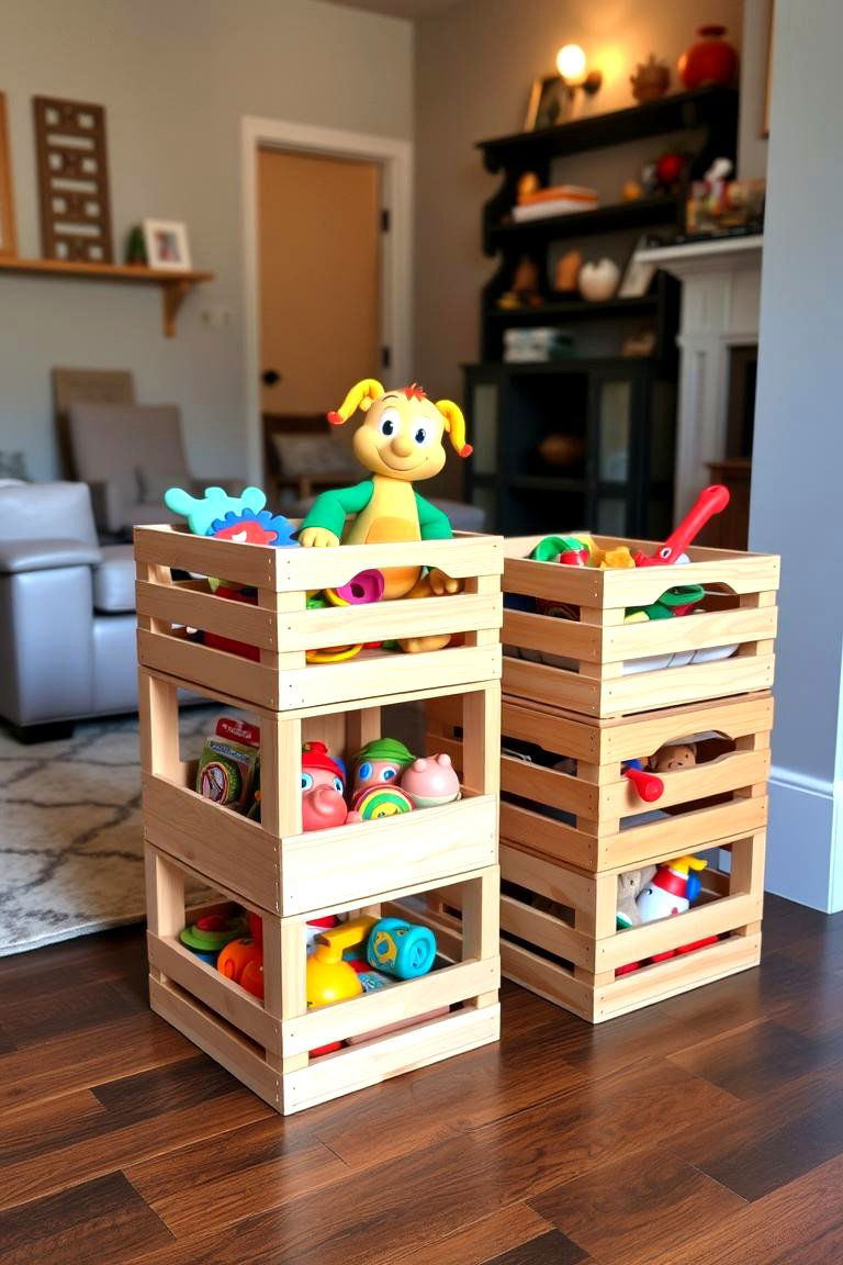Toy Storage Crates - 24 Living Room Toy Storage Ideas