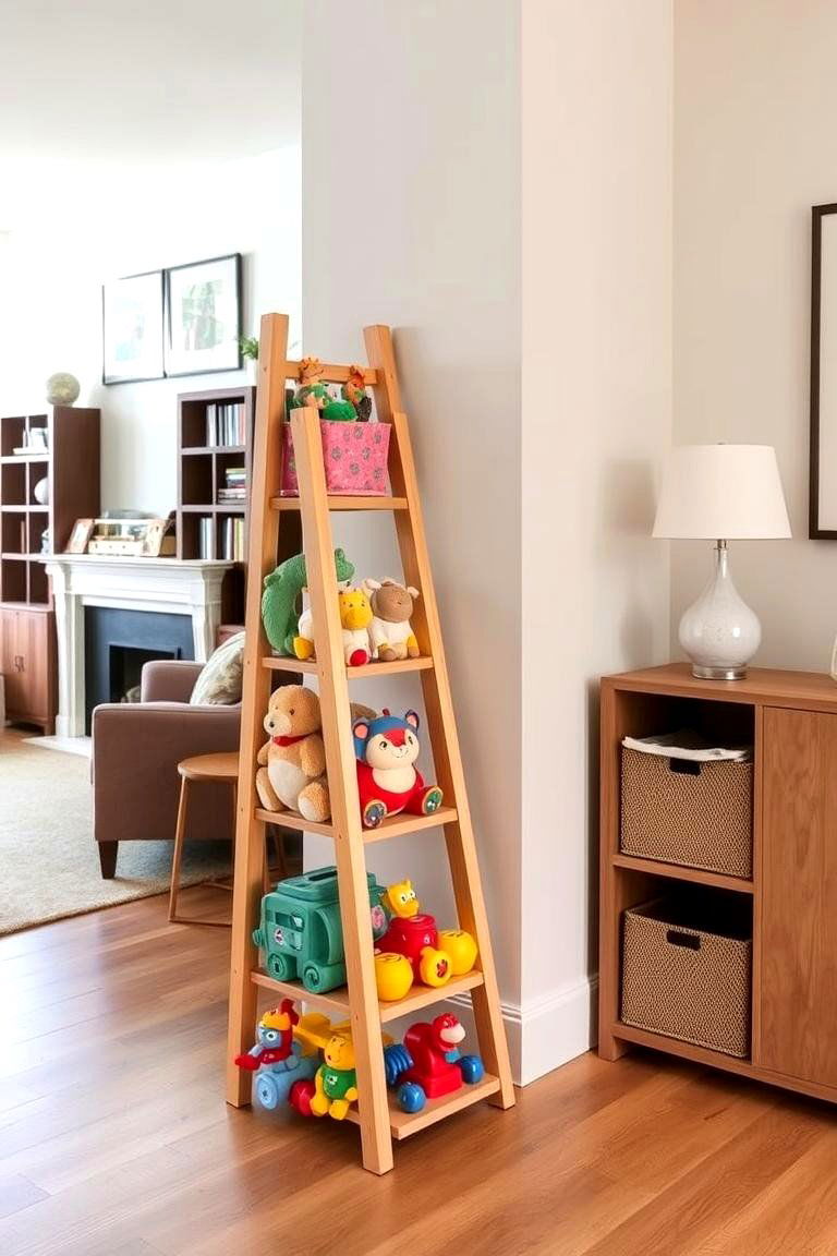 Toy Storage Ladder - 24 Living Room Toy Storage Ideas