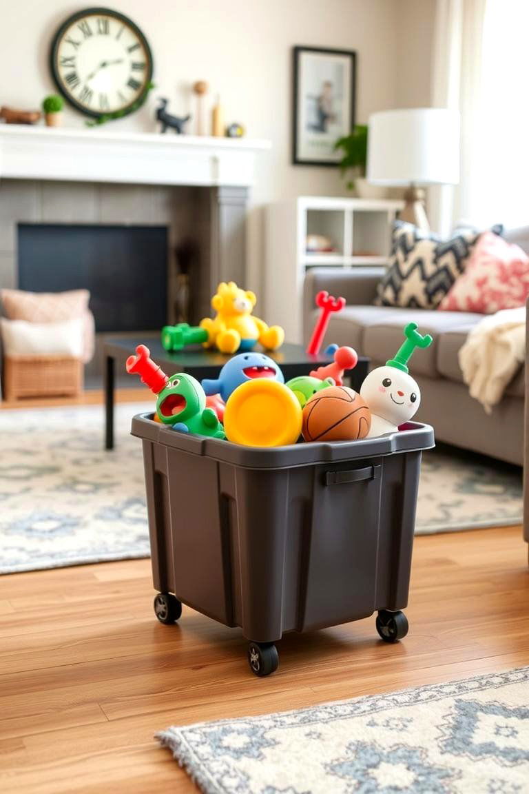 Toy Storage Rollaway Bins - 24 Living Room Toy Storage Ideas