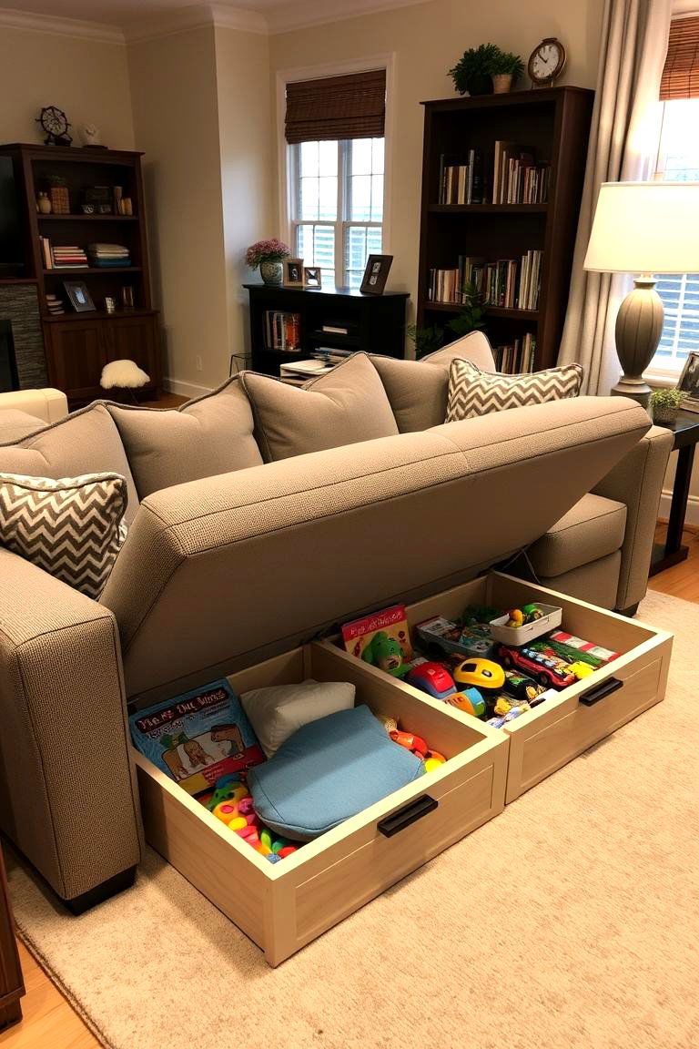 Toy Storage Sofa - 24 Living Room Toy Storage Ideas