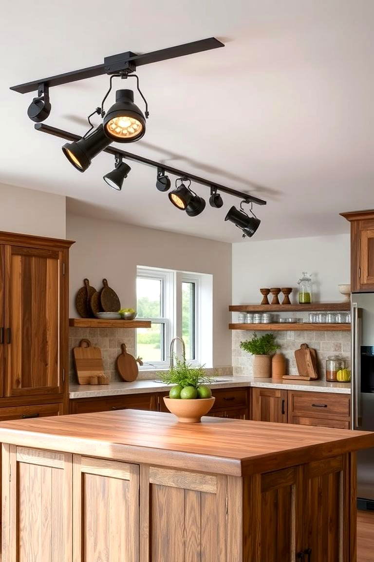 Track Lighting for Adjustable Focus - 24 Kitchen Island Lighting Ideas