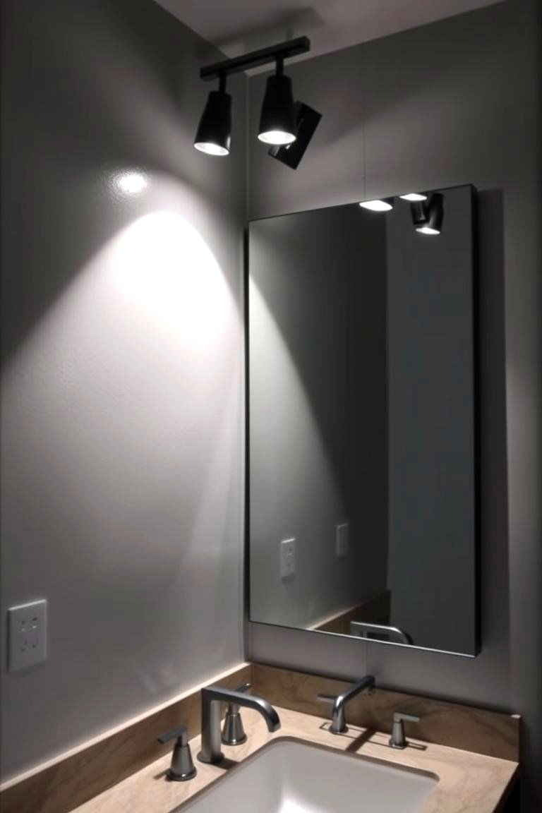 Track Lighting for Focused Illumination - 24 Bathroom Ceiling Lighting Ideas
