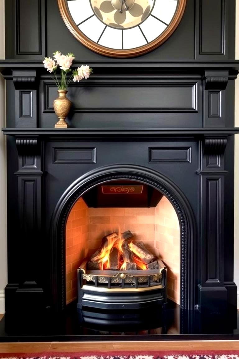 Traditional Black Fireplace with a Twist - 24 Black Fireplace Ideas