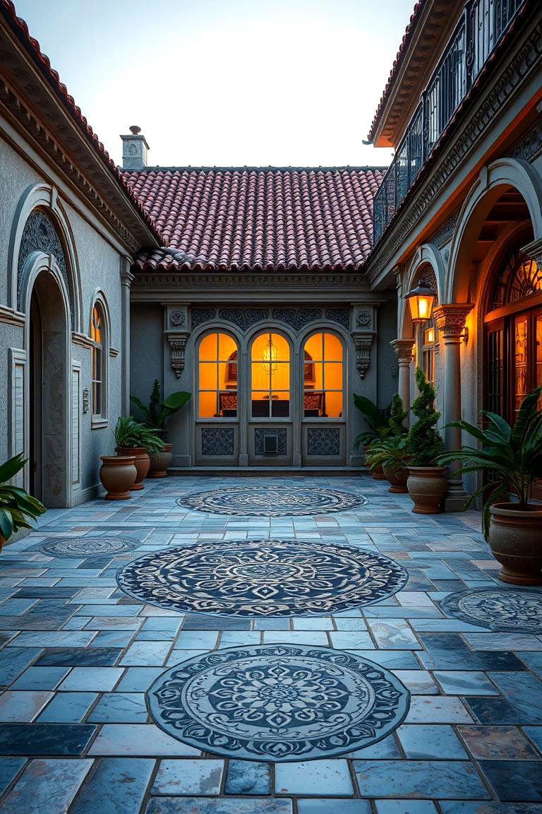 Traditional Bluestone Patio with Custom Mosaic Designs - 24 Bluestone Patio Ideas