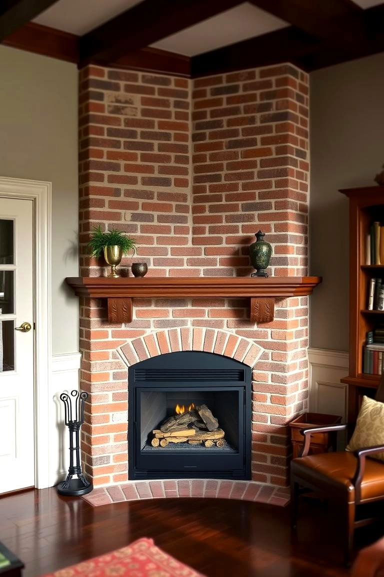 Traditional Brick Corner Fireplace - 24 Corner Fireplace Ideas