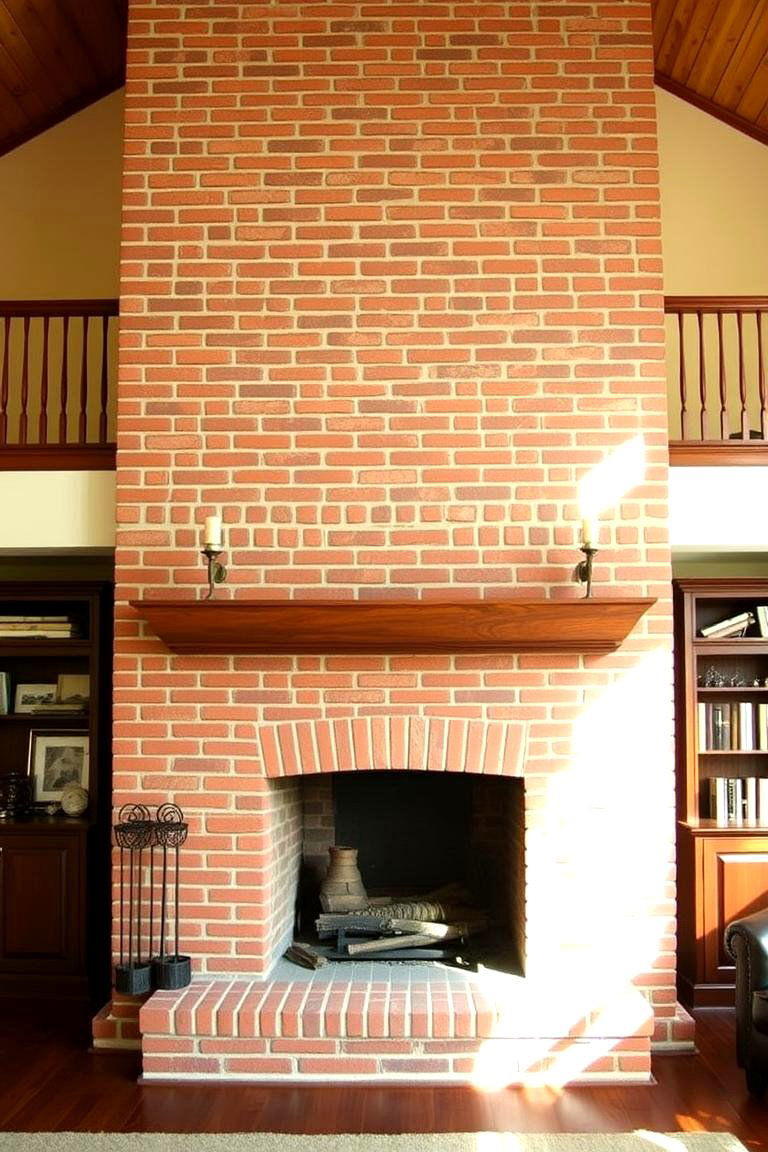 Traditional Brick Hearth - 24 Two-story Fireplace Ideas