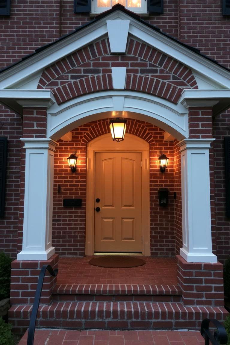 Traditional Brick Porch with Arched Doorway - 24 Brick Porch Ideas