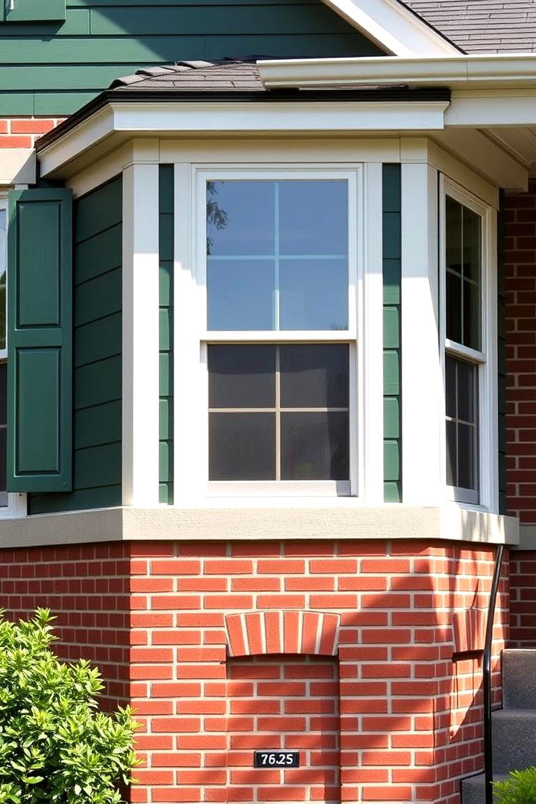 Traditional Brick Red with Hunter Green Siding - 24 Exterior Brick and Paint Color Combinations