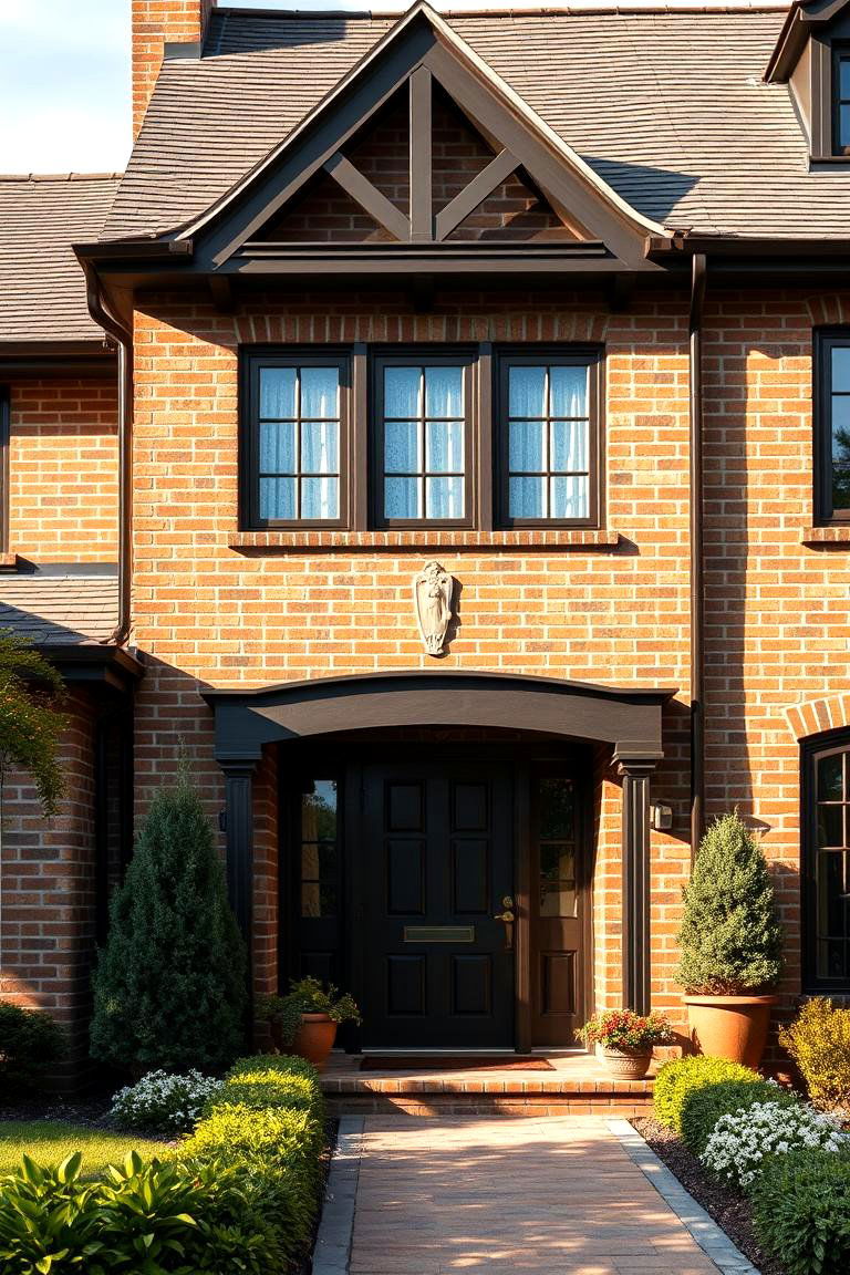 Traditional Brick and Dark Brown Finishes - 24 Dark Brown House Exterior Ideas