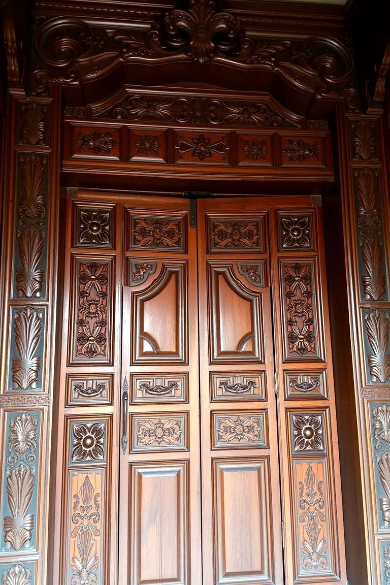 Traditional Carved Wood Gate - 24 Driveway Gate Ideas
