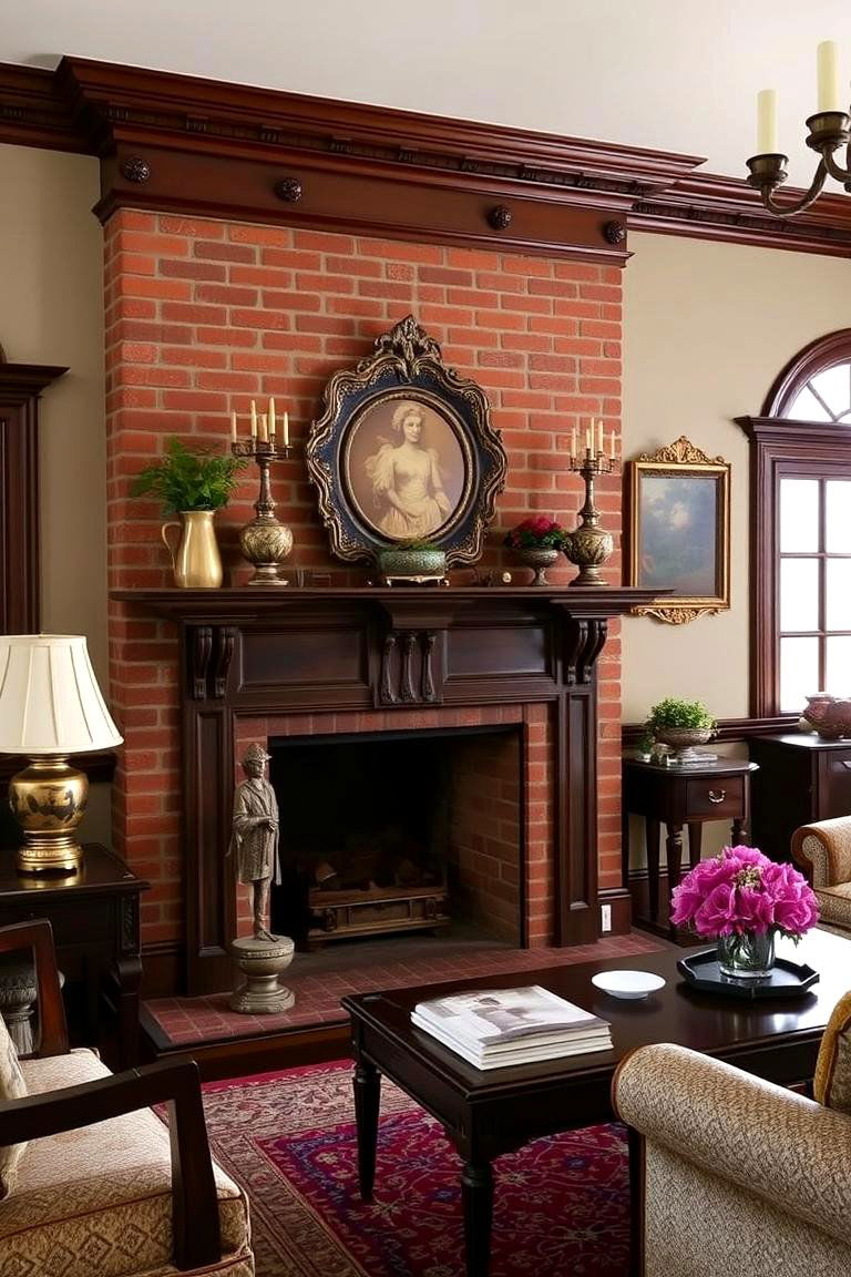 Traditional Elegance with Time Honored Design - 24 Rustic Living Room With a Brick Fireplace Ideas