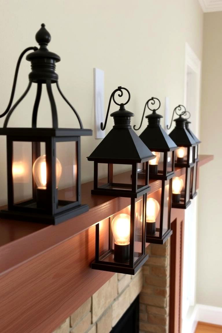 Traditional Fireplace Lanterns with LED Lights - 24 Fireplace Mantel Lighting Ideas