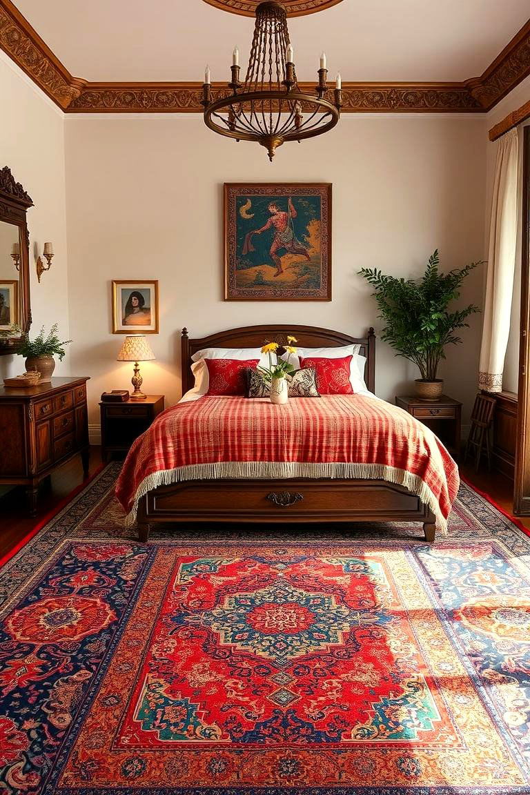 Traditional Handcrafted Carpets - 24 Grandmillennial Style Bedroom Ideas