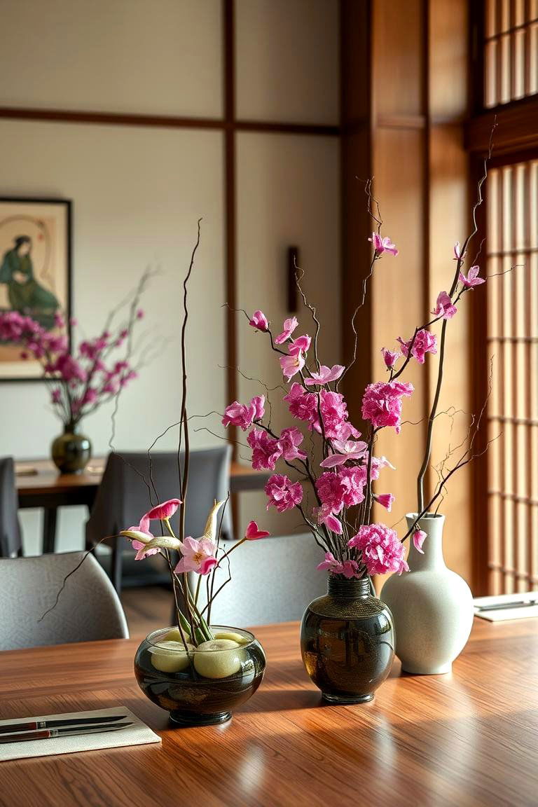 Traditional Ikebana Arrangements - 24 Japanese Dining Room Ideas