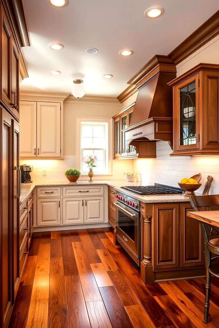 Traditional Kitchen with Warm Wood Floor Accents - 24 Kitchens With Wood Floors