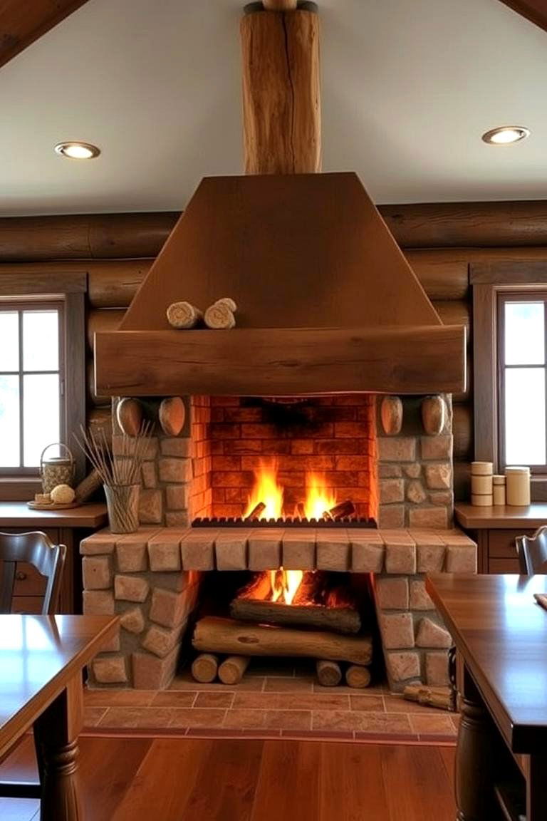 Traditional Log Hearth - 24 Log Cabin Kitchen Design Ideas