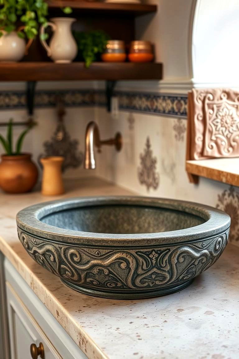 Traditional Mediterranean Sinks - 24 Mediterranean Kitchen Ideas