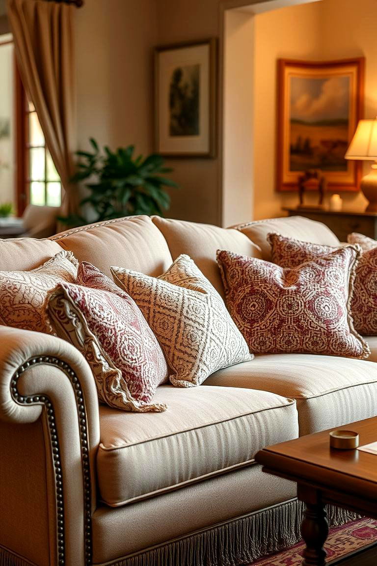 Traditional Sofa with Pillows - 24 Living Room Couch Ideas