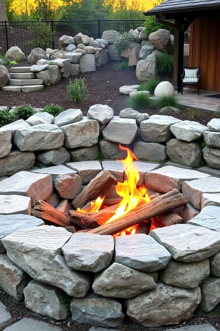 Traditional Stone Fire Pit - 24 Boulder Fire Pit Ideas