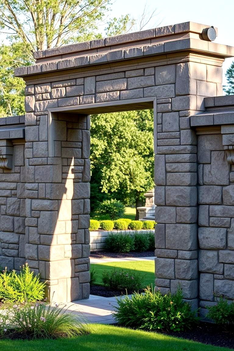 Traditional Stone Pillar Gate - 24 garden gate ideas